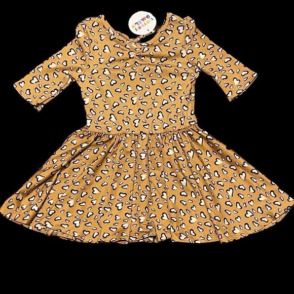 NWT Dot Dot Smile Ballerina Twirl Heart Dress Gold White Black Size 2T - Picture 1 of 11